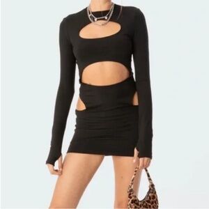Edikted black cut out mini dress small